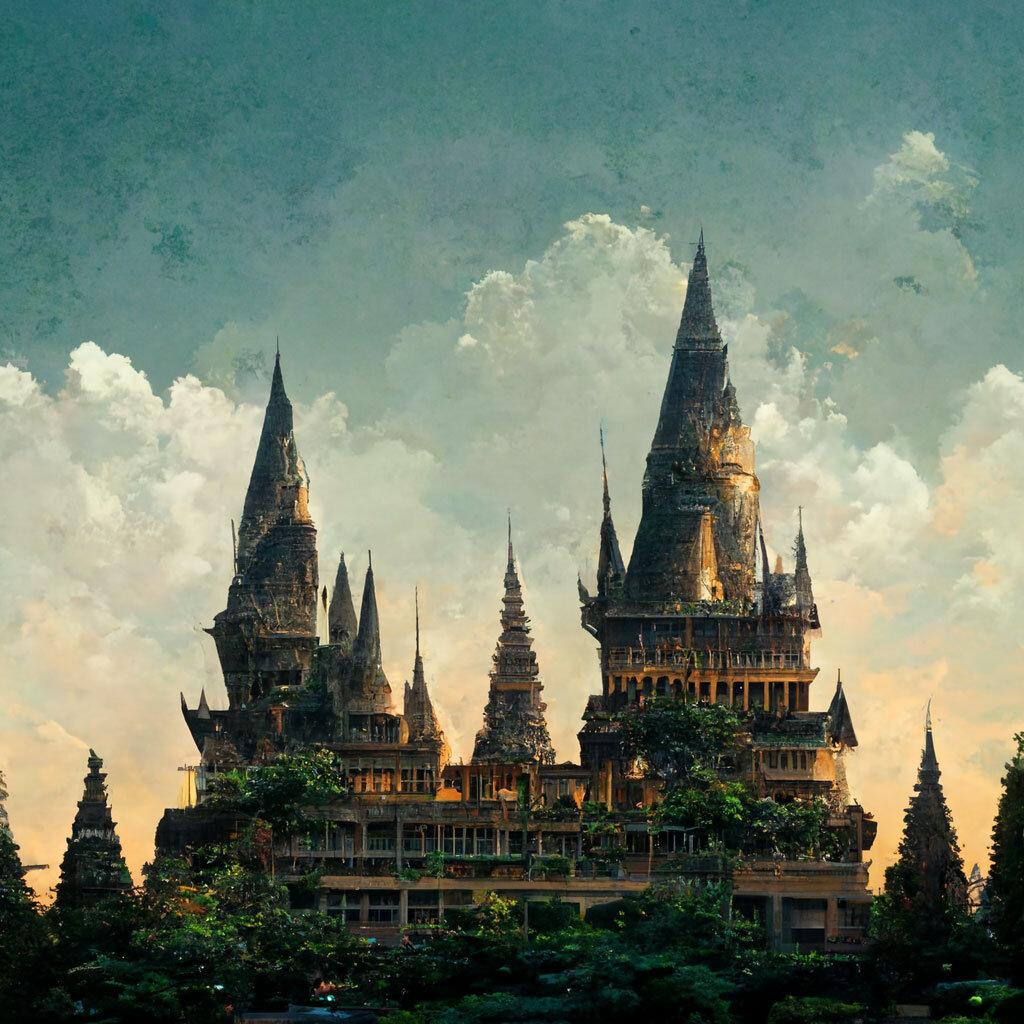รูปวาด Midjourney AI ถ้ามี Hogwarts ในประเทศไทย