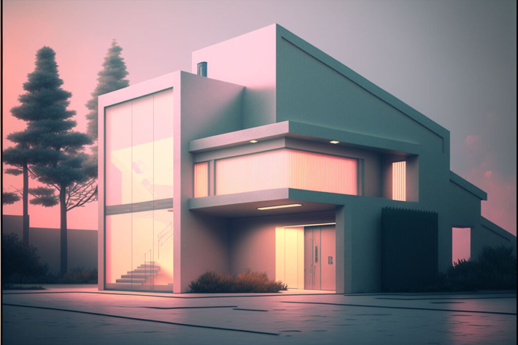 Modern House ออกแบบสไตล์วินเทจ ออกแบบบ้านโดย Midjourney