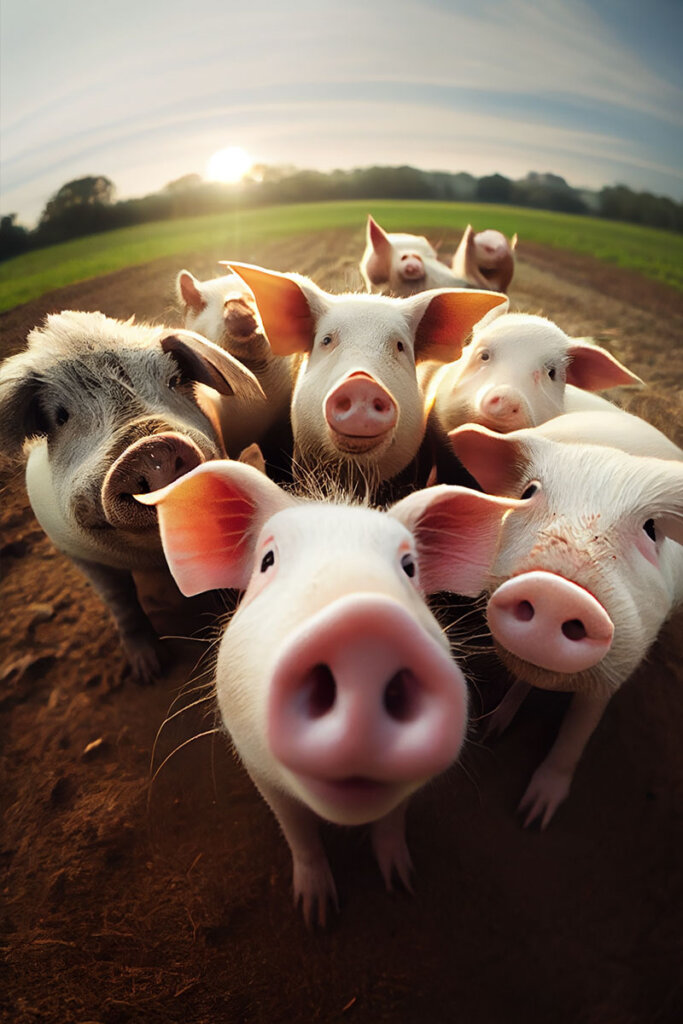 pigs taking a selfie Midjourney AI Prompts