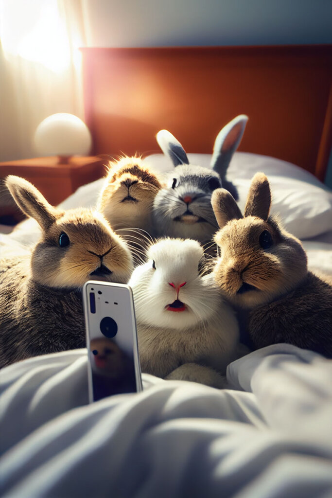 rabbit taking a selfie Midjourney AI Prompts