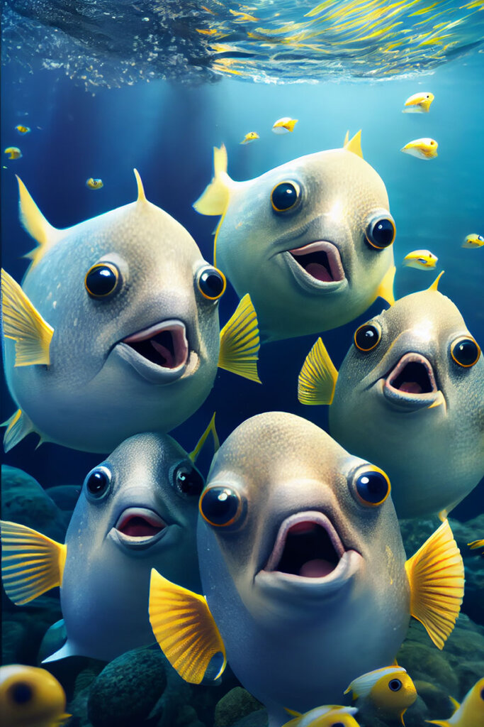 fish taking a selfie Midjourney AI Prompts