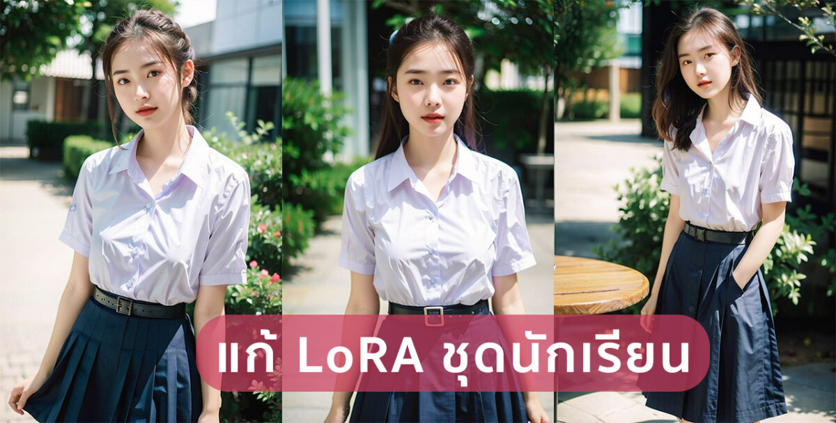 วิธีแก้ ใช้ LoRA ชุดนักเรียนไทย แต่ภาพไม่ตรงปก